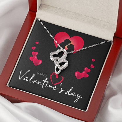 Happy Valentine's Day Necklace -  Message Card - Necklaces For Women - Future Mrs. Necklace - En 1 Double Hearts Necklace