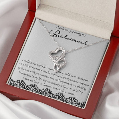 Thank You For Being My Bridesmaid Double Hearts Necklace