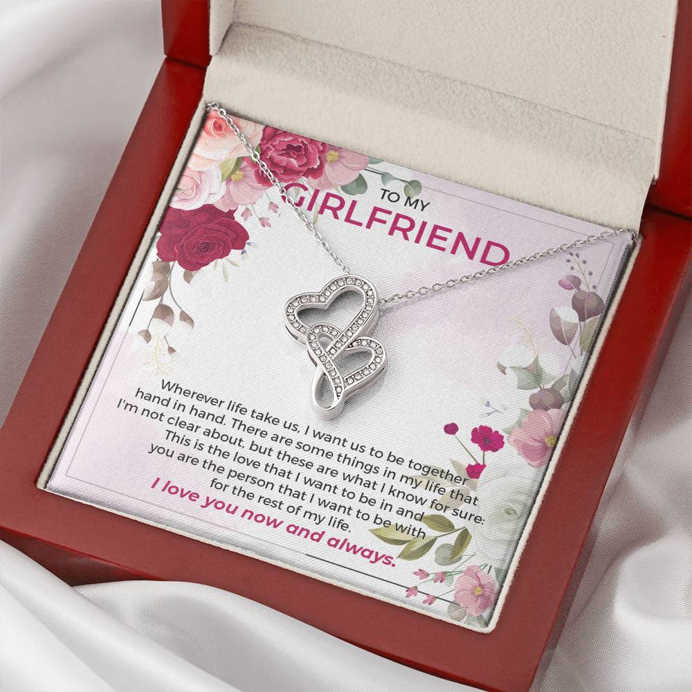 To My Girlfriend  Double Hearts Necklace