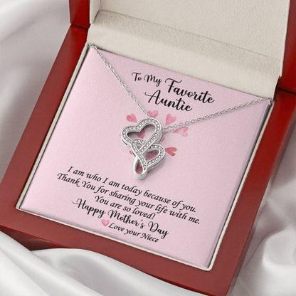 Limited Edition - For My Favorite Auntie You Are So Loved! Mother's Day Necklace Double Hearts Necklace