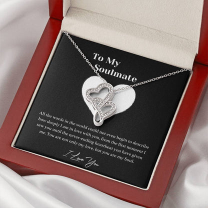 To My Soulmate Double Heart Necklace For Her - Wife Double Heart Necklace To My Wife Gift On Wedding Day Future Wife C Double Hearts Necklace
