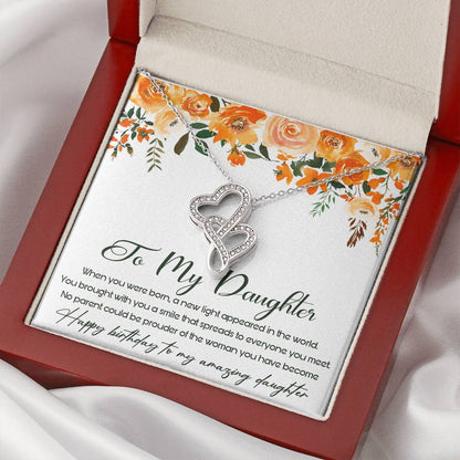 To My Daughter - Dragonfly Pendant Necklace - Gifts For Daughter Gifts For Her - Birthday Gifts - Daughter Gift - To M Double Hearts Necklace
