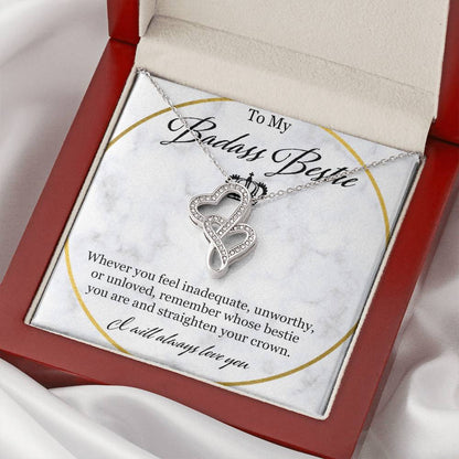 To My Badass Bestie Double Hearts Necklace