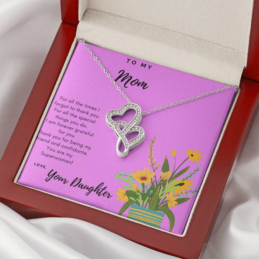To Mom Thank You Necklace Double Hearts Necklace