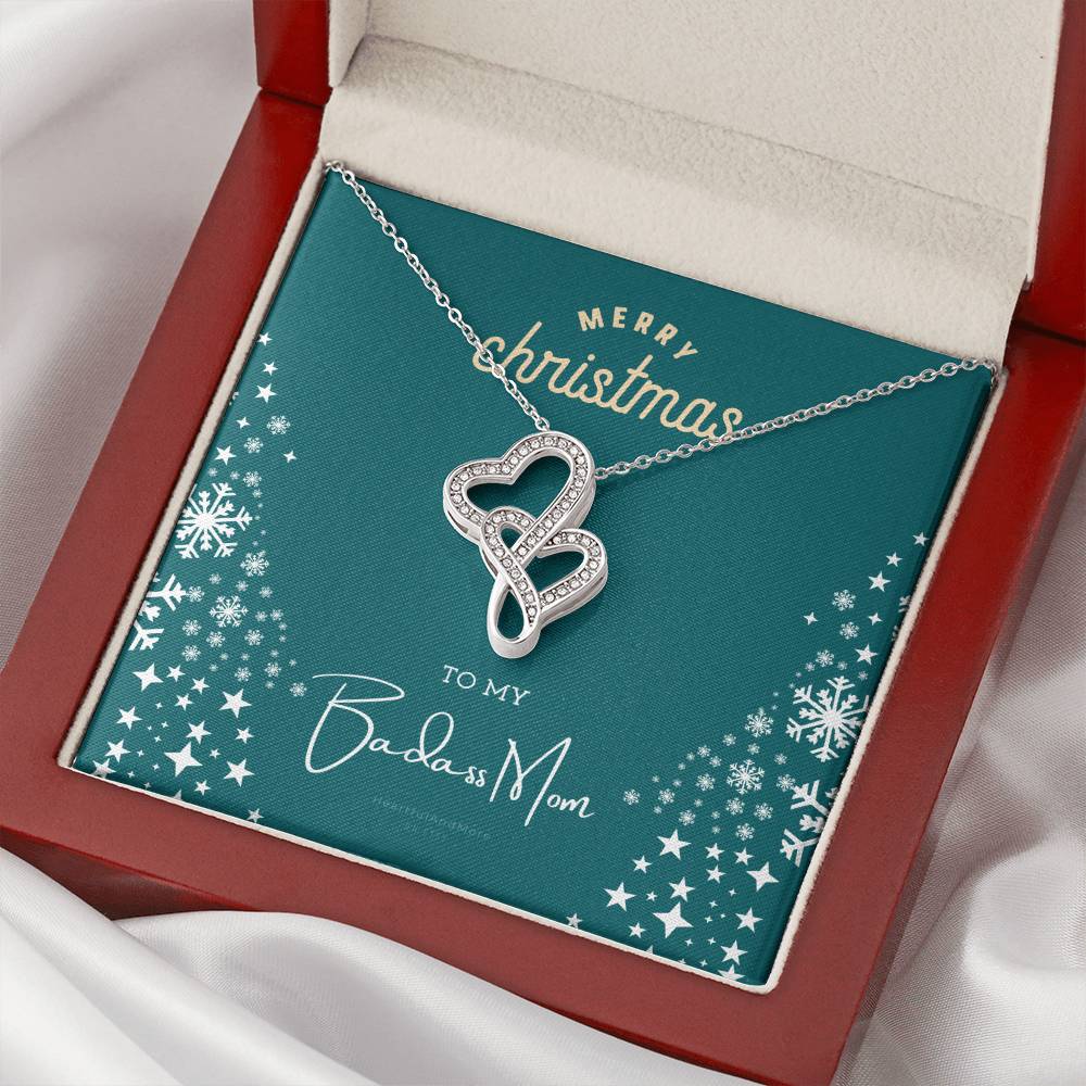 Christmas Gift For Mom Necklace Gift For Mom To My Mom Merry Christmas X-Mas Jewelry Gift For Mom Mother Christmas Gif Double Hearts Necklace