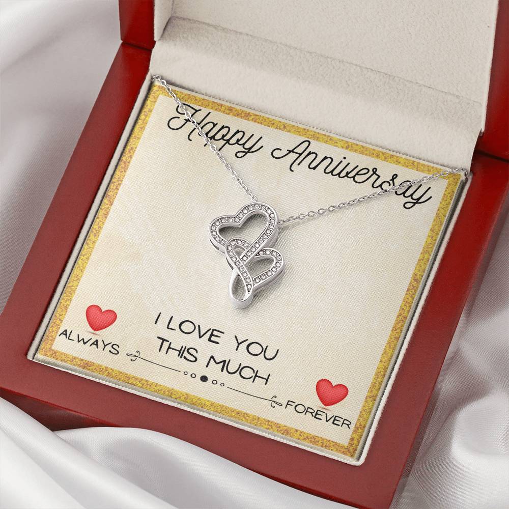 I Love You Always & Forever - Anniversary Gift Gift For Girlfriend Gift For Wife Double Hearts Necklace