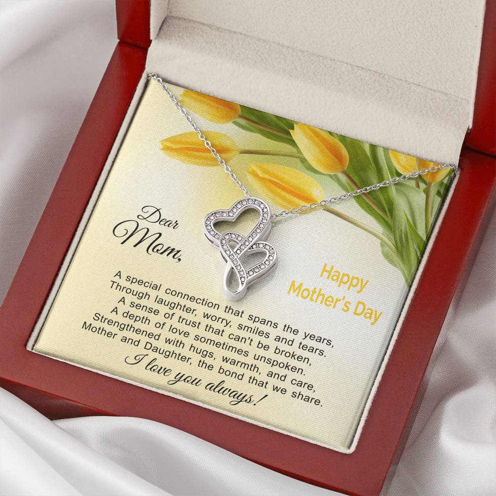 The Bond That We Share - Mother And Daughter  Double Hearts Necklace
