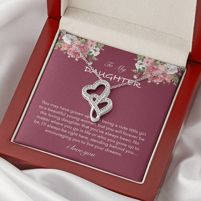 To My Daughter Necklace Birthday Gift For Daughter Gift From Dad Gift From Mom Double Hearts Necklace