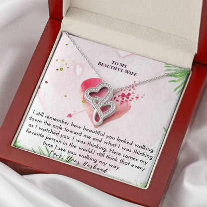 Happy Anniversary To Wife  Sweet Necklace Double Hearts Necklace
