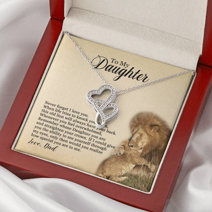 To My Daughter Never Forget I Love You Necklace - To My Daughter Necklace - Father Daughter Necklace - Father To Daugh Double Hearts Necklace
