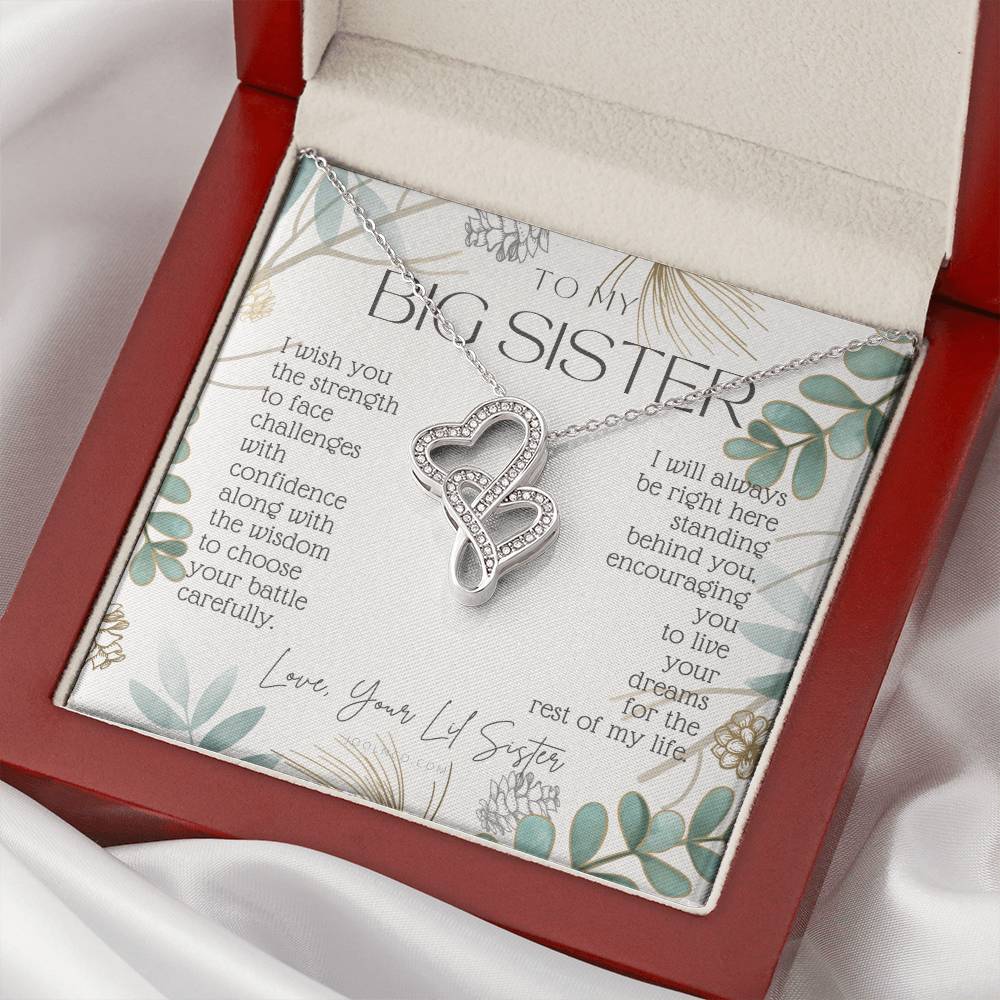 To My Sister Live Your Dreams Gift For Big Sister From Little Sister Sister Birthday Graduation Christmas Present Double Hearts Necklace