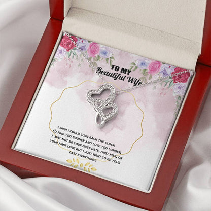 To My Beautiful Wife 1 Double Hearts Necklace