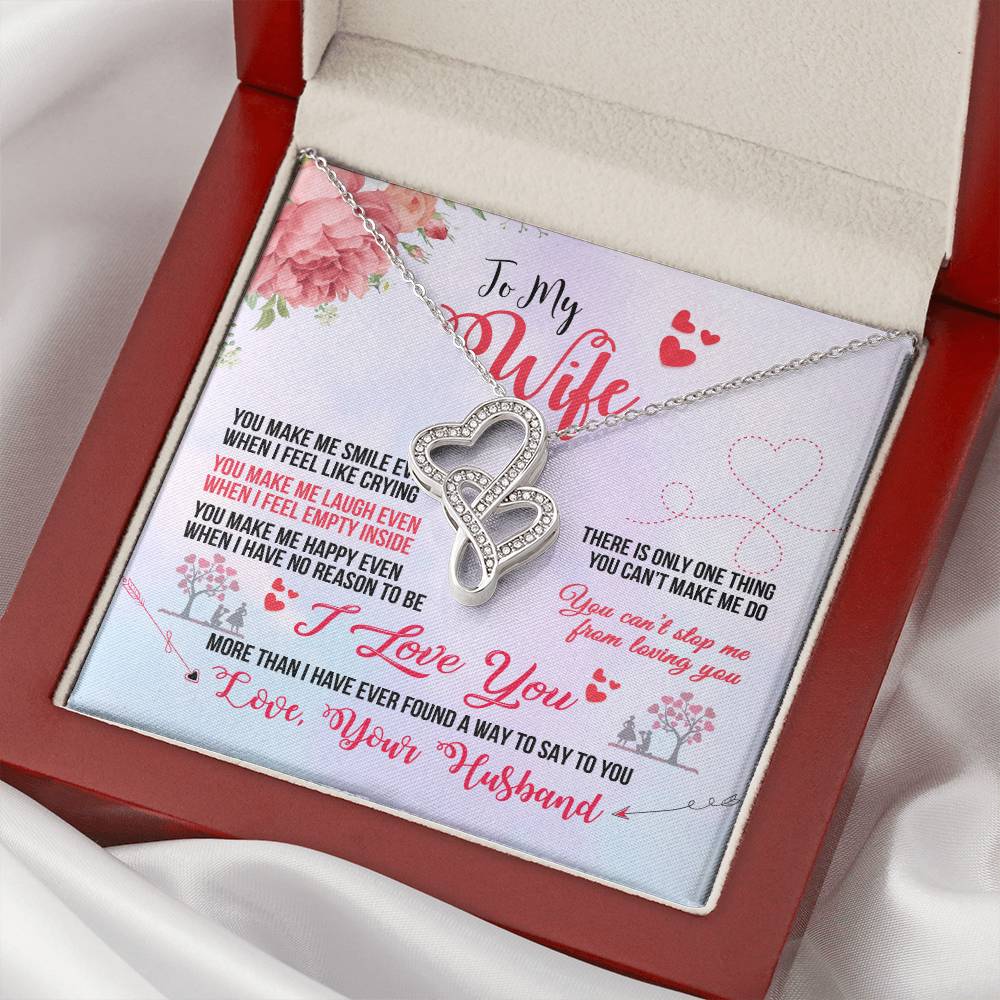 To My Wife I Love You - Double Heart Necklace Double Hearts Necklace