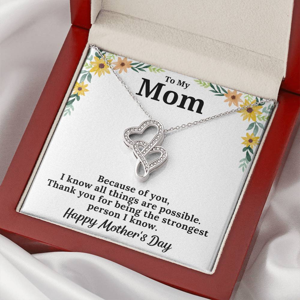 To My Mom The Strongest Person I Know Necklace Double Hearts Necklace