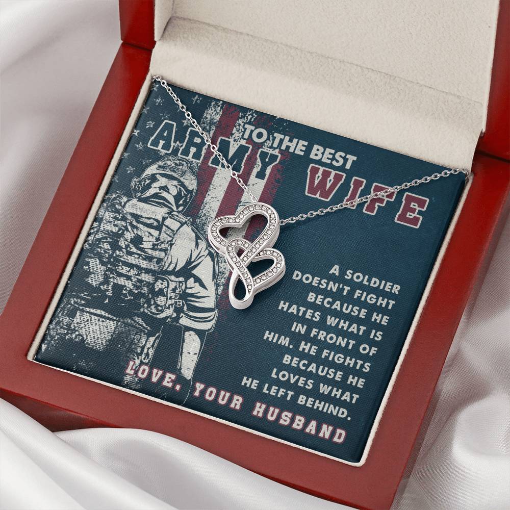 To The Best Army Wife Double Hearts Necklace (2)