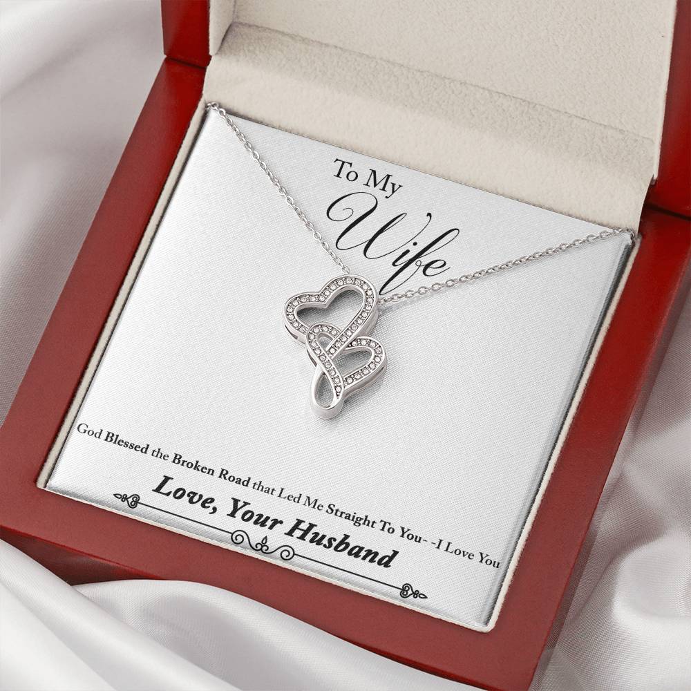 To Wife From Husband Double Hearts Necklace