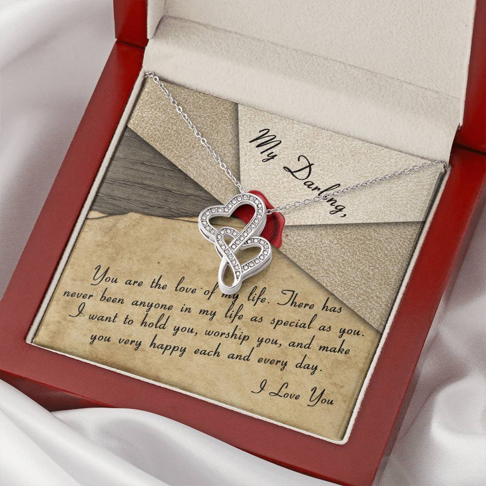 To My Love - Double Heart Necklace For Her Valentine's Day Love Gift For Wife Girlfriend Soulmate Future Wife - Annive Double Hearts Necklace