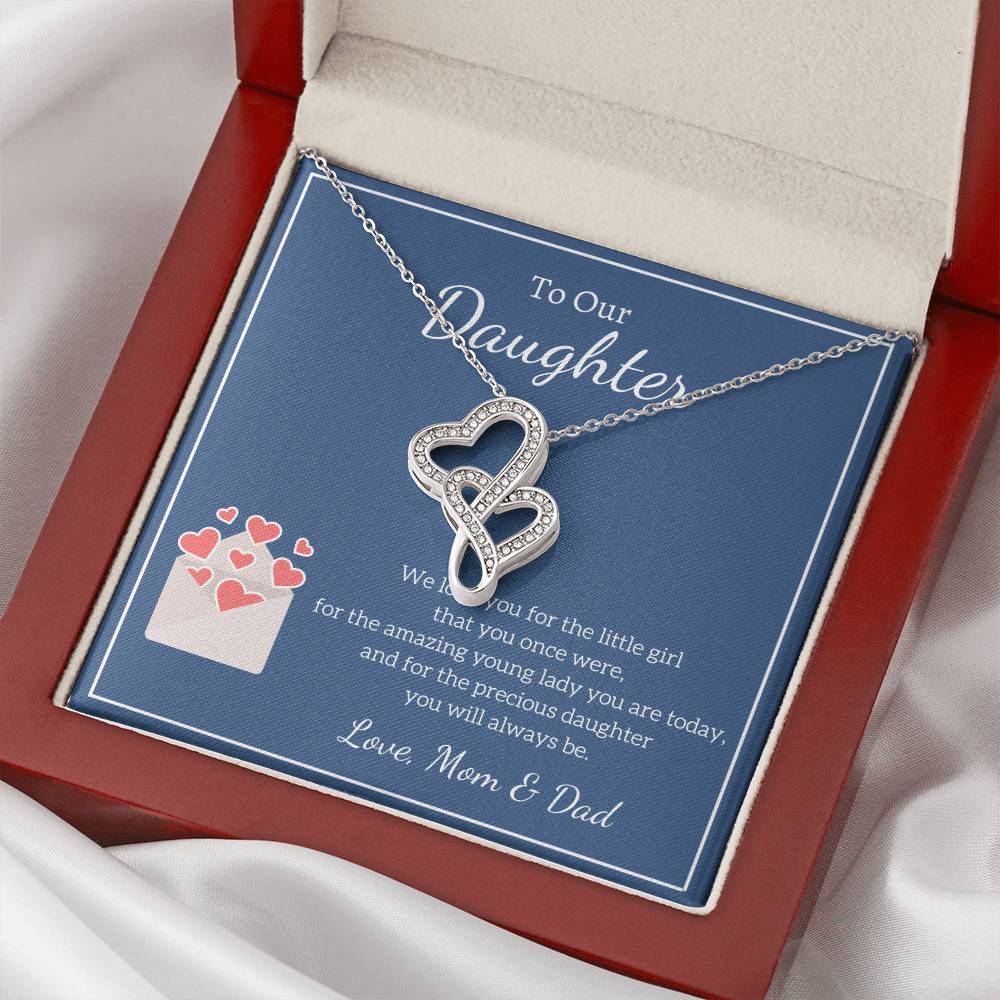 To My Daughter Necklace - Mom To Daughter Double Heart Necklace Gift - Mom And Daughter Always Remember Gift From Mom  9 Double Hearts Necklace