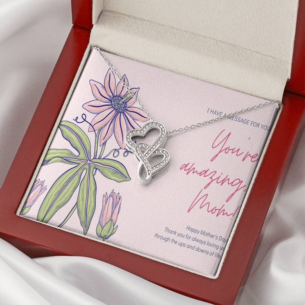 To My Mom 5 Double Hearts Necklace