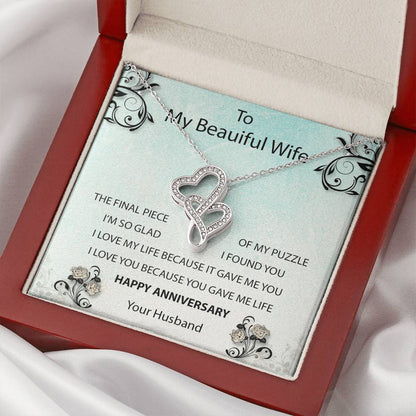 To My Beautiful Wife - Necklace Double Hearts Necklace