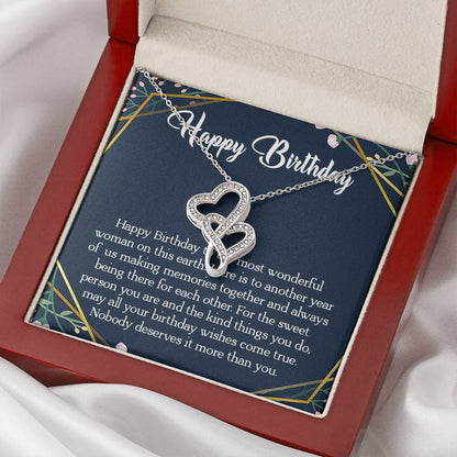 Happy Birthday To The Most Wonderful Woman In The World  Double Hearts Necklace