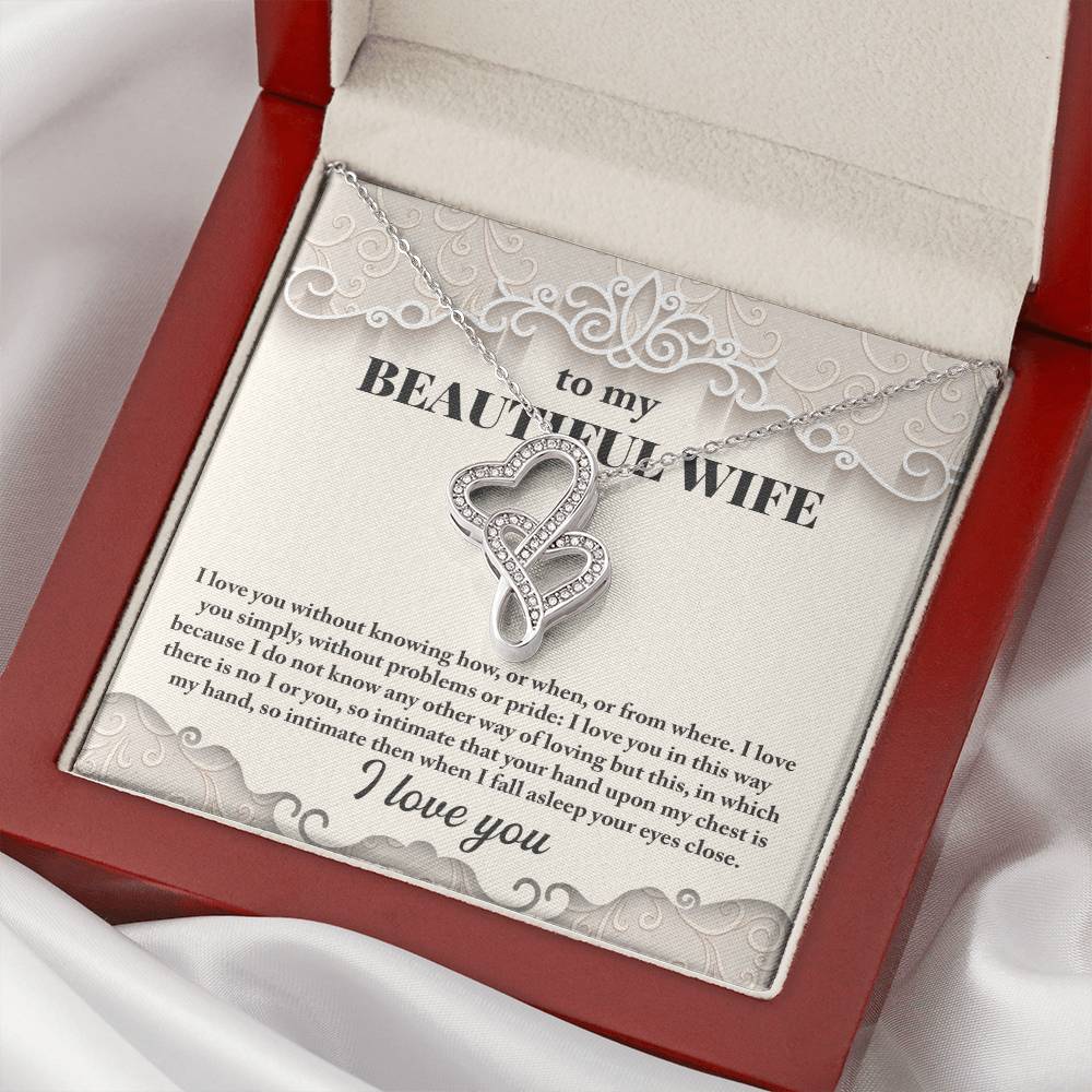 To My Beautiful Wife Necklace - Forever Love Necklace For Wife - I Love You - Wife Christmas Gift Wife Christmas Gift  Double Hearts Necklace