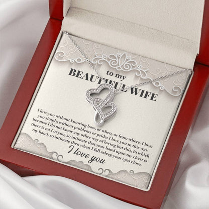To My Beautiful Wife Necklace - Forever Love Necklace For Wife - I Love You - Wife Christmas Gift Wife Christmas Gift  Double Hearts Necklace