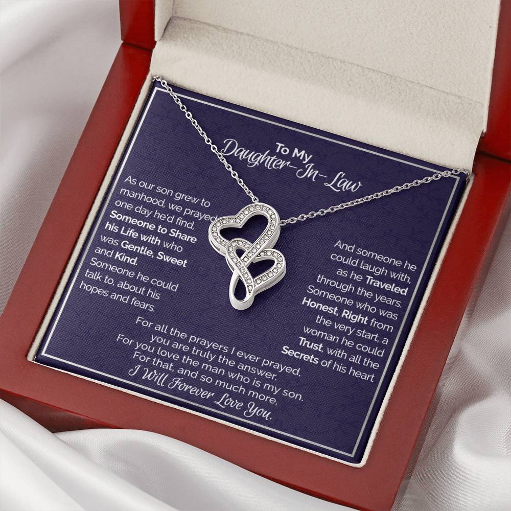 A Gift For Daughter In Law  - You Are The Only Answer Double Hearts Necklace