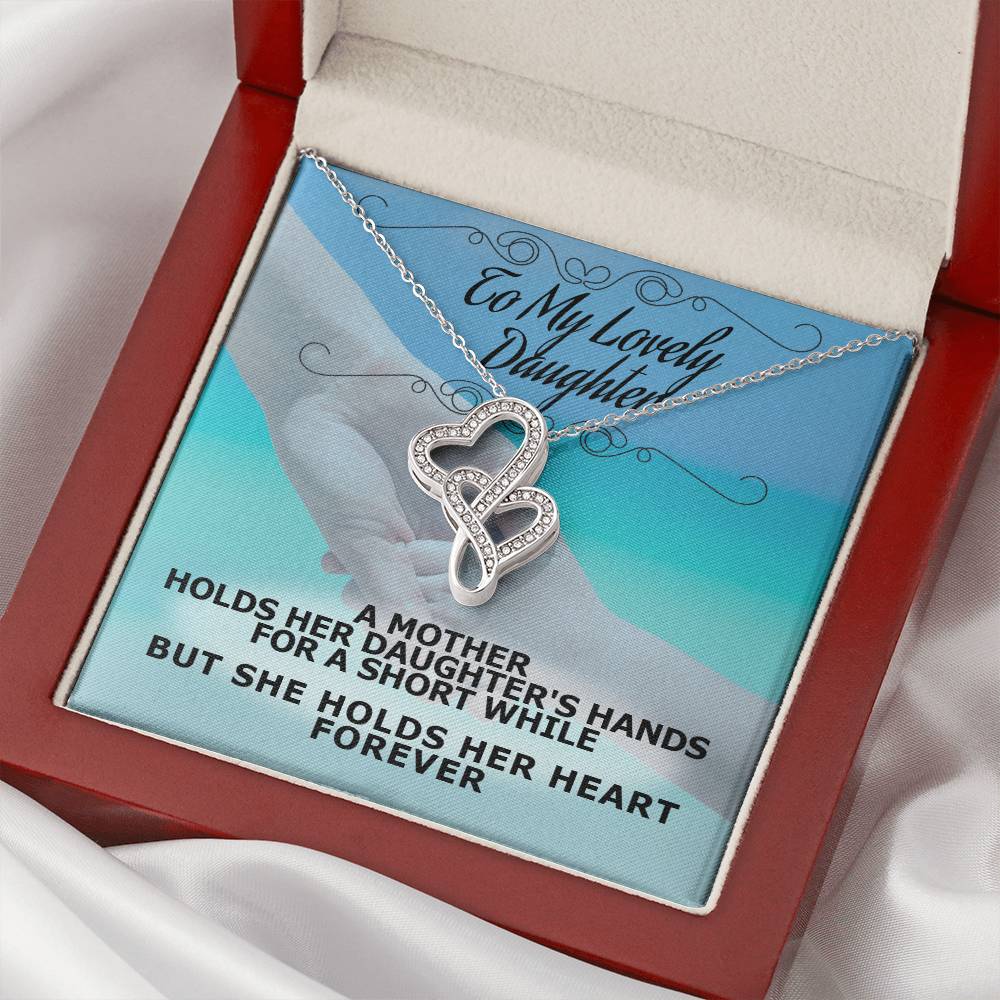 Mom - Daughter Connected Hearts Necklace Double Hearts Necklace