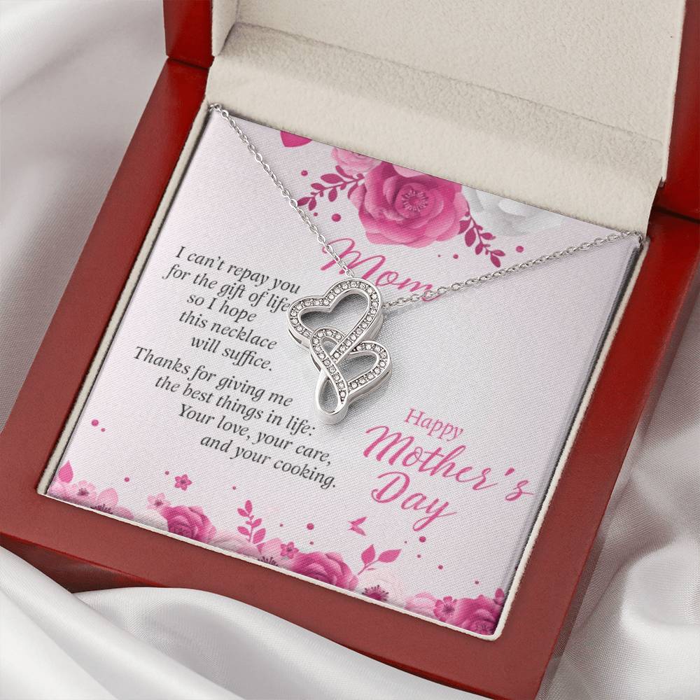 To My Mom Necklace Double Hearts Necklace