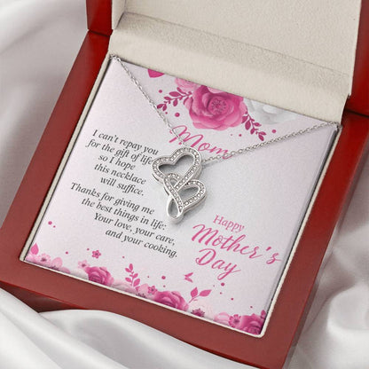 To My Mom Necklace Double Hearts Necklace
