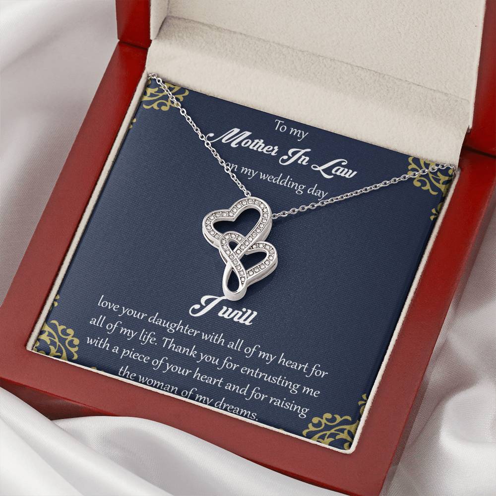 To My Mother In Law On My Wedding Day Double Hearts Necklace