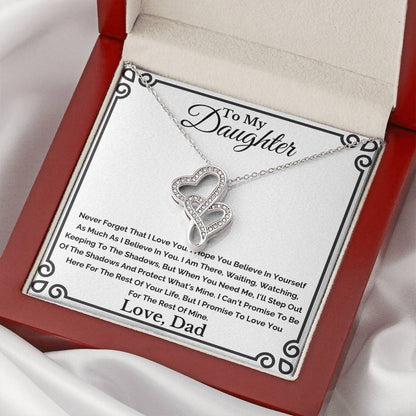 To My Daughter Necklace From Dad Double Hearts Necklace