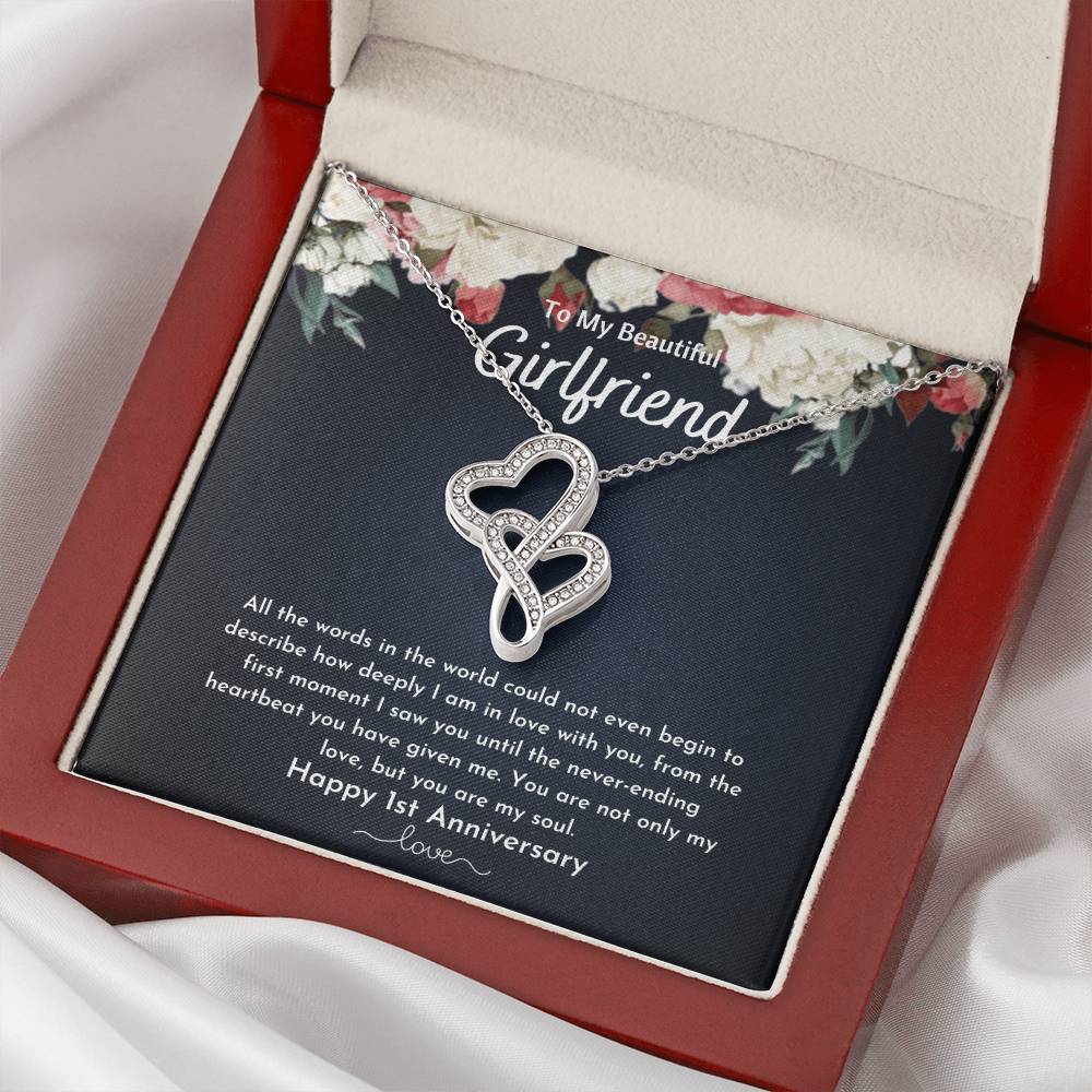 To My Girlfriend - Double Heart Double Hearts Necklace