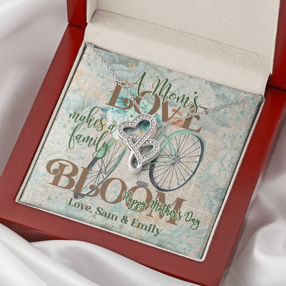 A Mom's Love Makes A Family Bloom Double Hearts Necklace