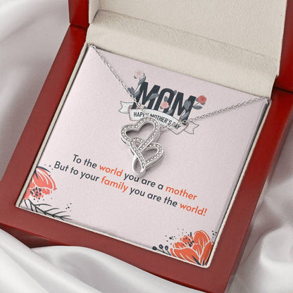 To The World You Are A Mother -  Double Hearts Necklace