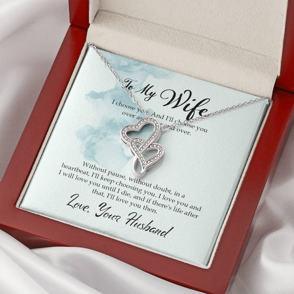 Gift For You My Wife. Double Hearts Necklace
