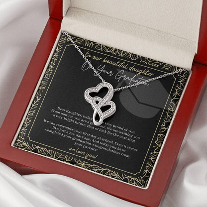 Graduation Daughter 2 Double Hearts Necklace