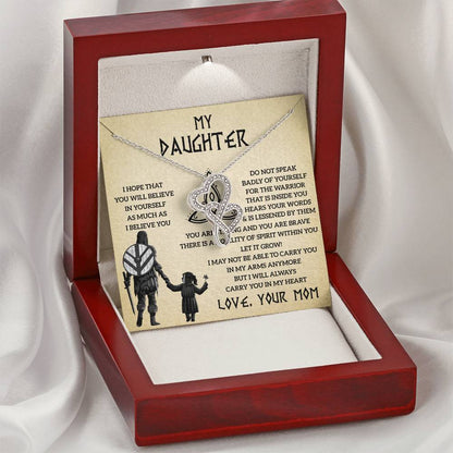 To My Daughter Gift From Mom - Mother Daughter Necklace - Gift For Daughter From Mom - Daughter Gift - Viking Daughter Double Hearts Necklace
