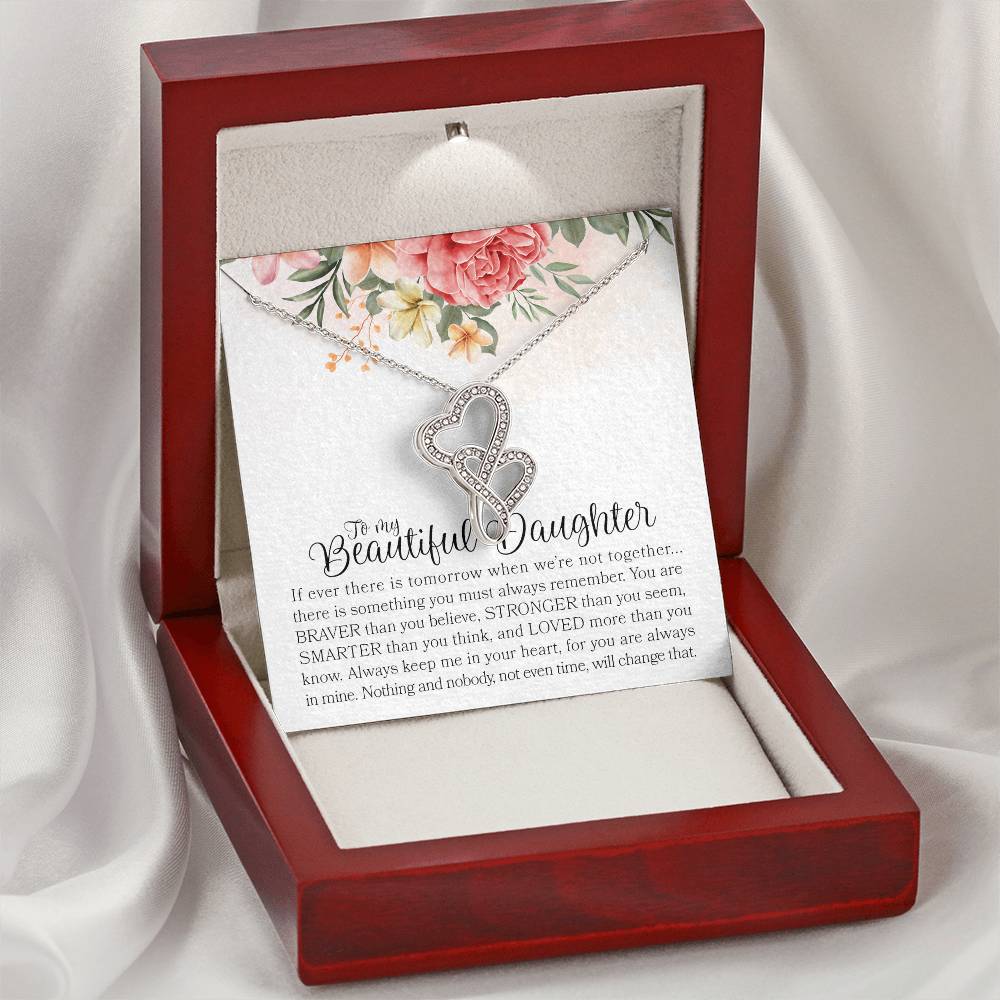 Daughter Jewelry - Graduation Gift - Graduation Necklace - Gift From Mama - Thoughtful Message - Daughter Father Mothe Double Hearts Necklace