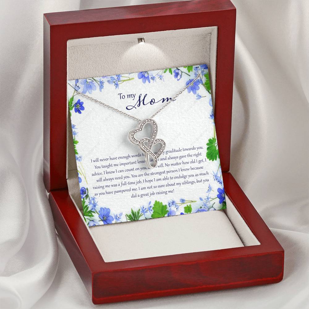 To My Mom I Will Never Have Enough Words Double Hearts Necklace