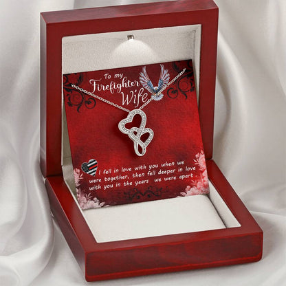 To My Firefighter Wife -  Double Hearts Necklace