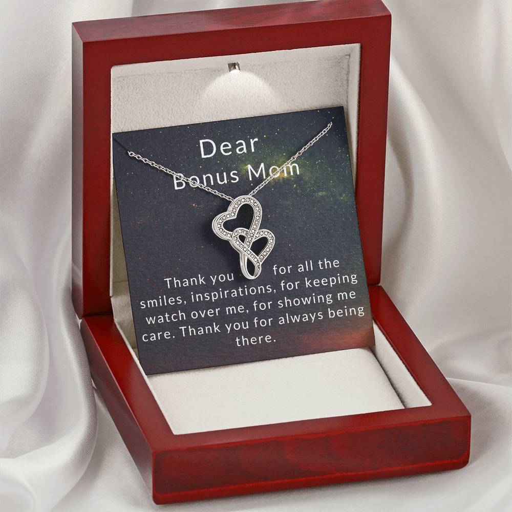 To My Bonus Mom Double Hearts Necklace