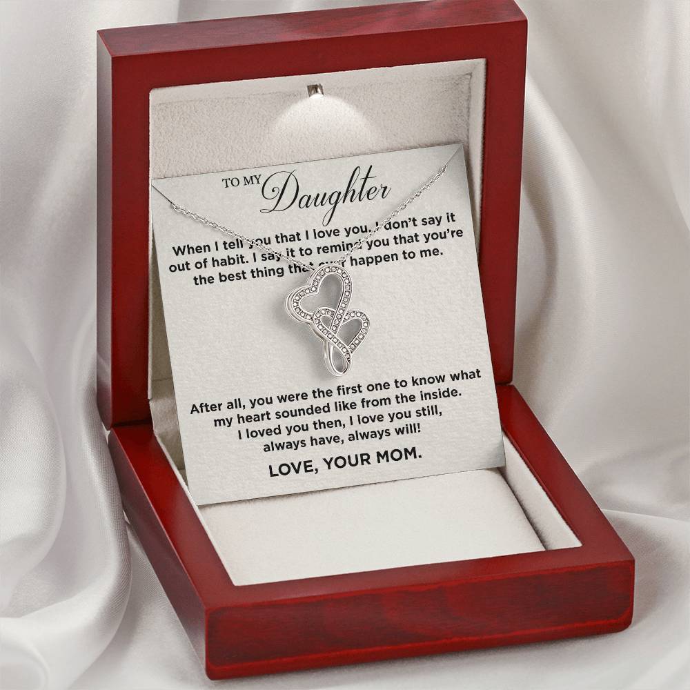 To My Daughter From Mom Valentine's Day Double Heart Necklace Double Hearts Necklace