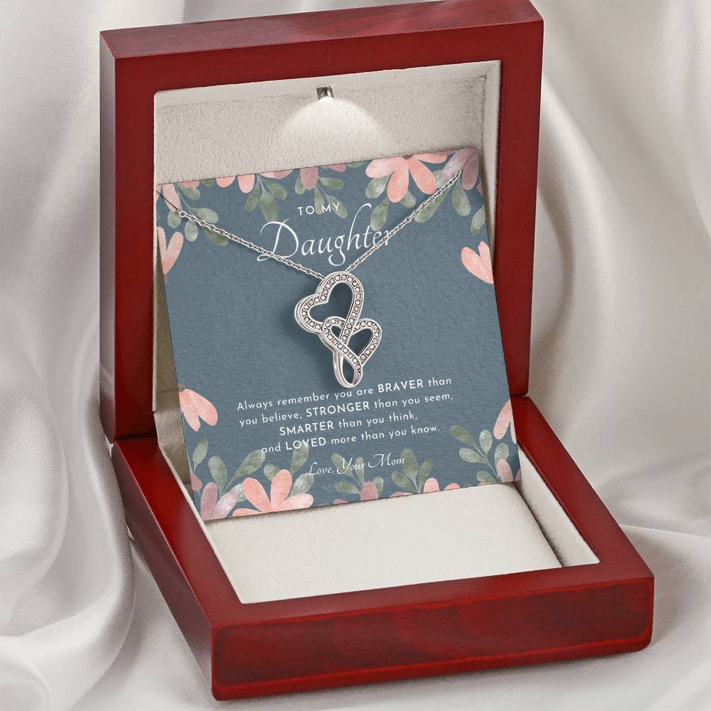 To My Daughter Always Remember Gift For Daughter From Mom Daughter Birthday Graduation Christmas Present Double Hearts Necklace