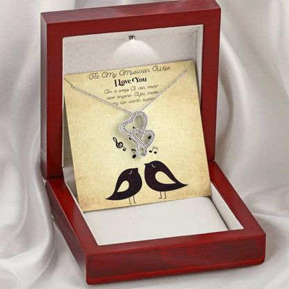 To My Musician Wife I Love You Double Hearts Necklace