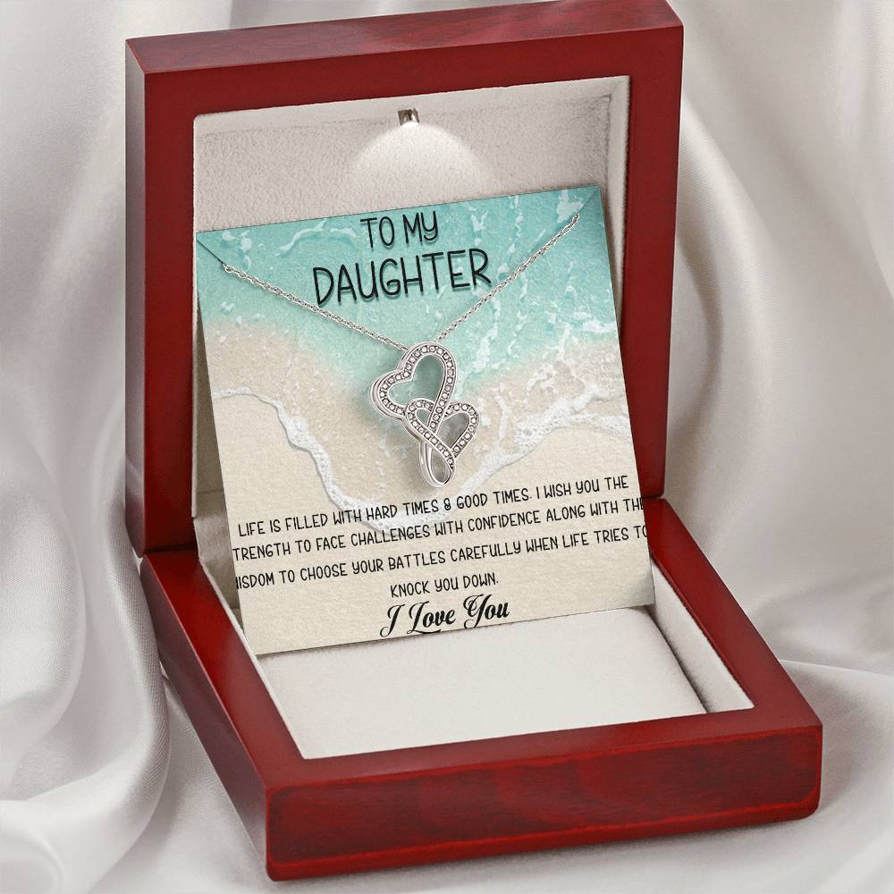 To My Daughter Necklace - Mom To Daughter Double Heart Necklace Gift - Mom And Daughter Always Remember Gift From Mom  5 Double Hearts Necklace