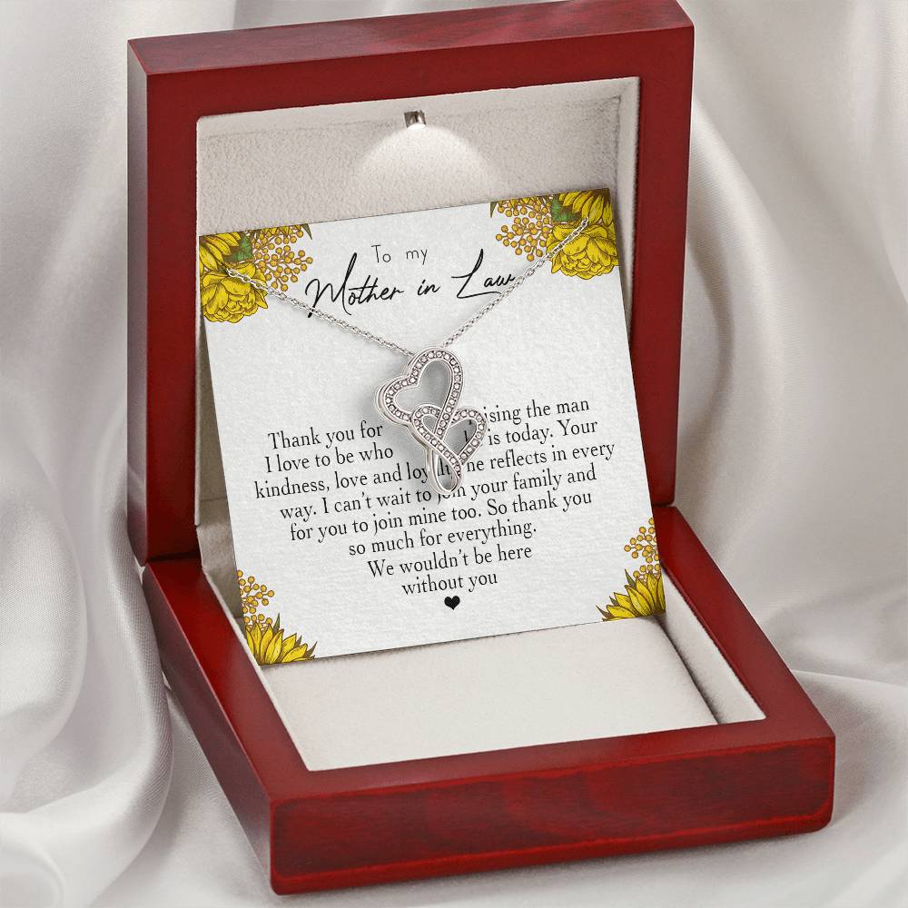 To My Mother In Law Thank You For Raising The Man I Love  Double Hearts Necklace