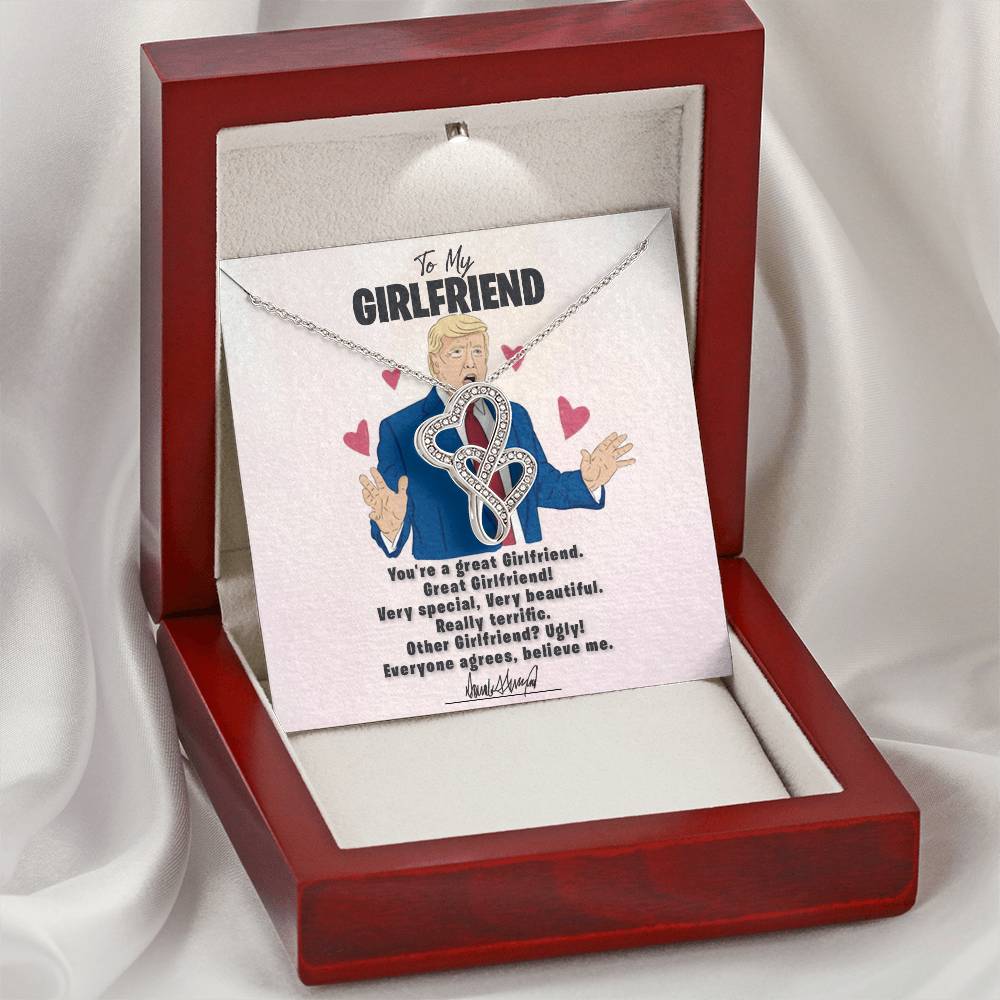 To My Girlfriend - I Love You Message - Tmgf07 Double Hearts Necklace