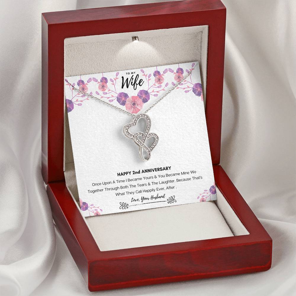 Wedding Anniversary Gift For Wife 1 Double Hearts Necklace